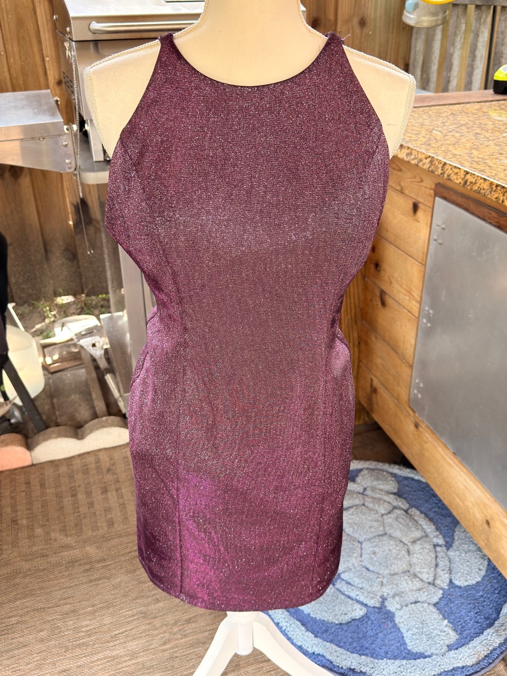 Dear Moon Purple Shimmer Strappy Back Mini Dress Size 9‎